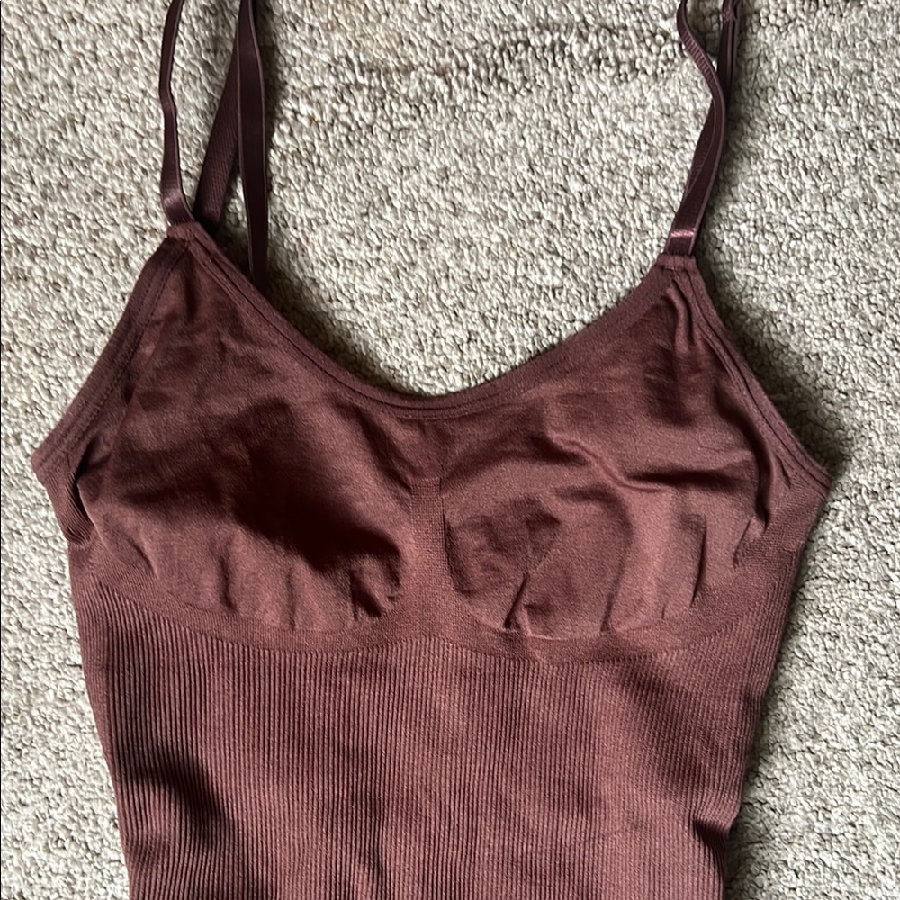 Brown Ribbed Bodysuit - Picture 2 of 8
